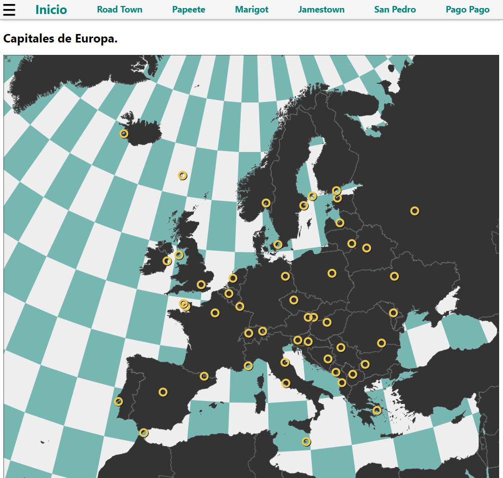 Imagen de la web de capitales del mundo. Mapa de Europa.